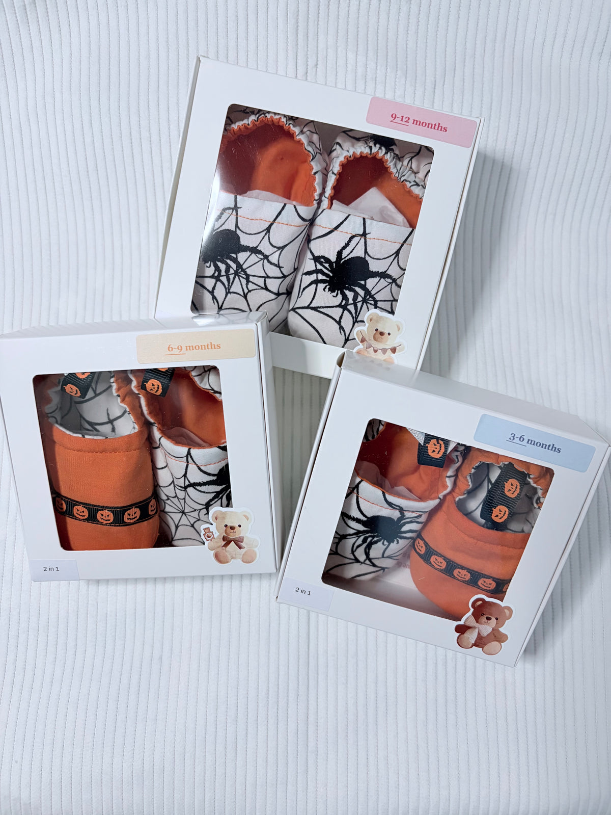2 in 1 Reversible Halloween Booties  - 3-6 months